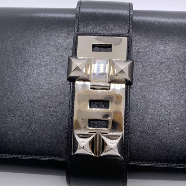 Hermès Médor CDC Clutch in Black (Noir) Box Calfskin with Palladium Hardware