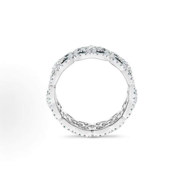 De Beers Enchanted Lotus 18K white gold ring with full diamond and mother-of-pearl inlay