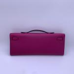 Hermes Kelly Cut Handbag, Rose Pink Swift Leather, Silver Hardware