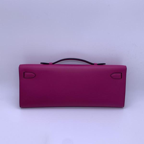 Hermes Kelly Cut Handbag, Rose Pink Swift Leather, Silver Hardware