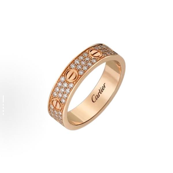 Cartier Love series 18K rose gold wide version diamond-studded ring