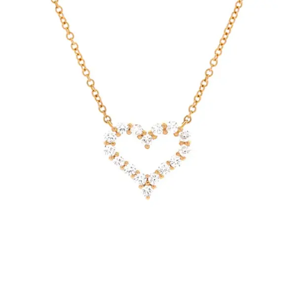 Tiffany & Co. Heart Pendant Necklace 18K Yellow Gold with Diamonds small