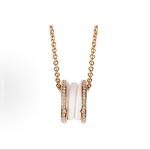 Bvlgari B. Zero 1 Keychain Necklace - Made of ceramic material, set with double rows of diamonds in 18K rose gold