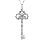 Tiffany & Co. Fleur de Lis Key Pendant Necklace Platinum with Diamonds