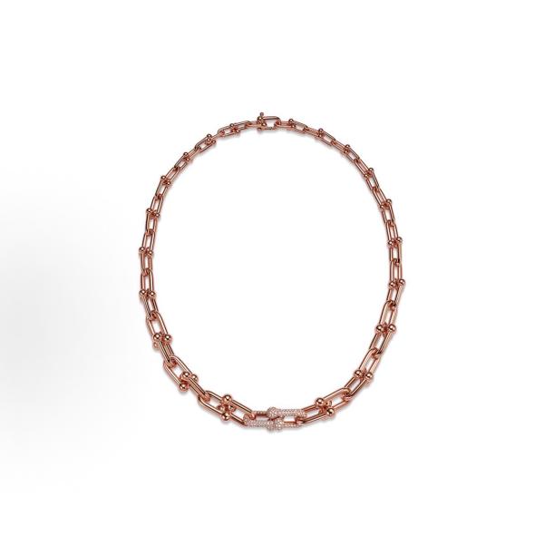 Tiffany & Co. Hardwear series chain link design 18K rose gold diamond-studded necklace