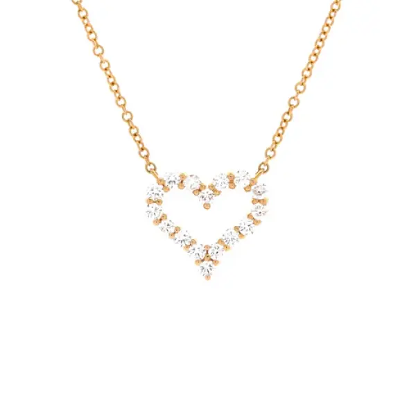 Tiffany & Co. Heart Pendant Necklace 18K Yellow Gold with Diamonds small