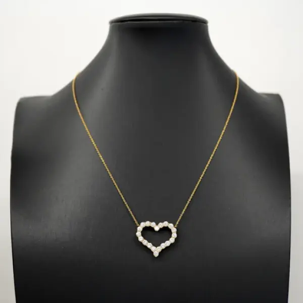 Tiffany & Co. 18K Gold Diamond Engraved Heart-shaped Drop Necklace