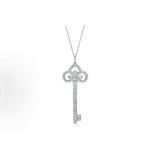 Tiffany & Co. Fleur de Lis Key Pendant Necklace Platinum with Diamonds