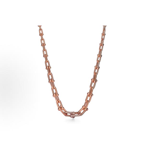 Tiffany & Co. Hardwear series chain link design 18K rose gold diamond-studded necklace