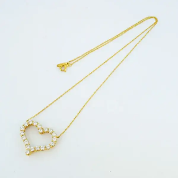 Tiffany & Co. 18K Gold Diamond Engraved Heart-shaped Drop Necklace