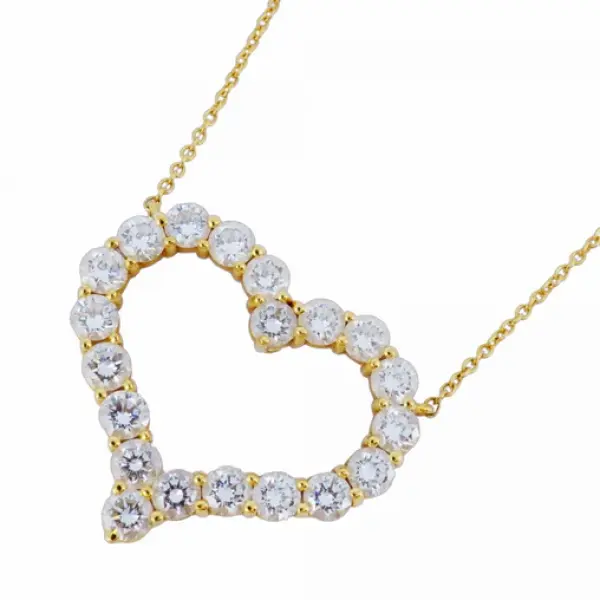 Tiffany & Co. 18K Gold Diamond Engraved Heart-shaped Drop Necklace