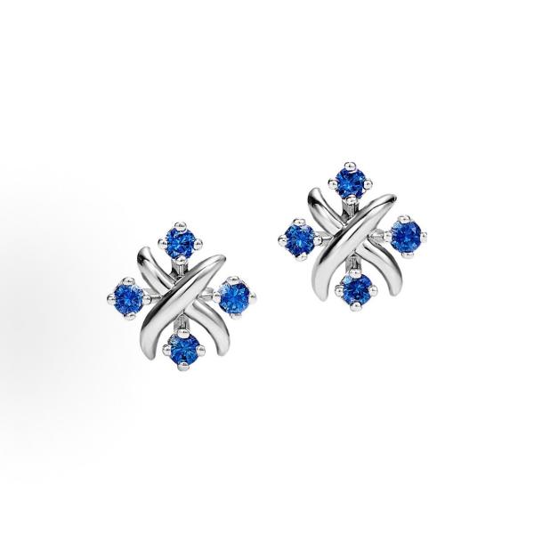 Tiffany & Co. Schlumberger Lynn Stud Earrings Platinum and sapphire