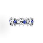 Tiffany & Co. Schlumberger Sixteen Stone series platinum ring set with blue sapphires