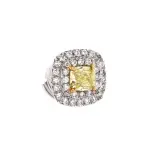 Tiffany & Co. Soleste Stud Earrings Platinum and 18K Yellow Gold with Diamonds and Cushion Cut Yellow Diamond