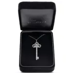 Tiffany & Co. Fleur de Lis Key Pendant Necklace Platinum with Diamonds