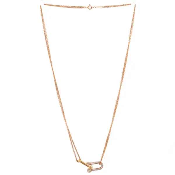 Tiffany & Co. HardWear Double Link Pendant Necklace 18K Rose Gold with Diamonds