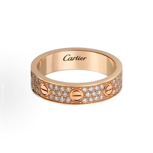 Cartier Love series 18K rose gold wide version diamond-studded ring
