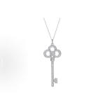 Tiffany & Co. Key series key-shaped large-sized white gold full-diamond necklace