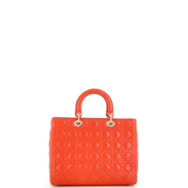 Dior Lady Dior Bag Cannage Quilt Lambskin Large orangered
