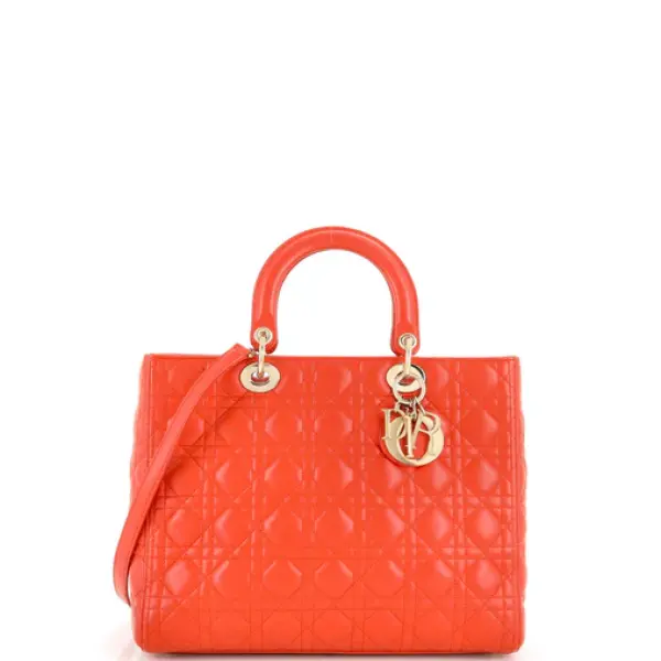 Dior Lady Dior Bag Cannage Quilt Lambskin Large orangered