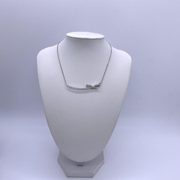 Chanel Ruban Collection 18K White Gold Diamond Bow Necklace