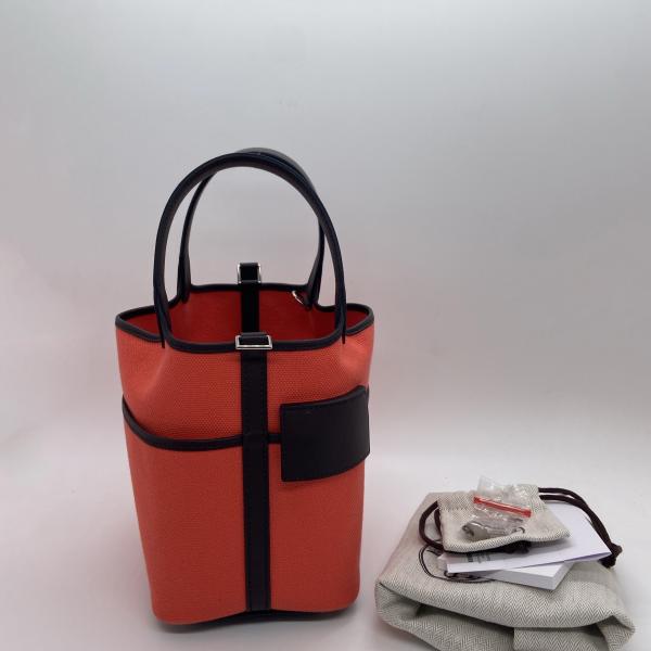 Hermes Cargo Picotin Lock Texas Pink / Saddle Red, Palladium Hardware