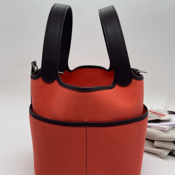 Hermes Cargo Picotin Lock Texas Pink / Saddle Red, Palladium Hardware