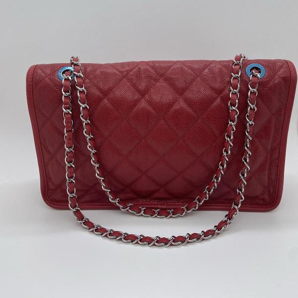 Chanel Red Caviar Leather Seasonal Classic Flap Chain Bag
