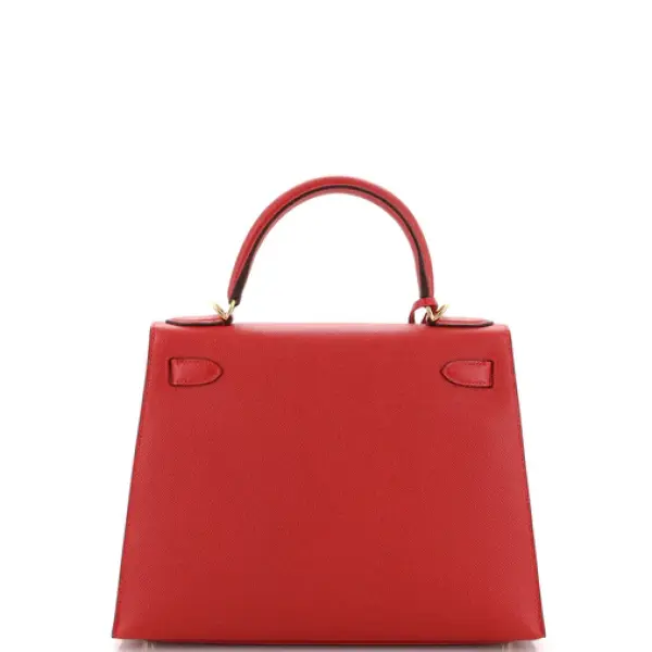 Hermès Kelly 28 Rouge Epsom Leather Gold Hardware Top Handle Bag For Women
