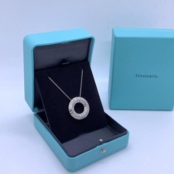 Tiffany & Co. Atlas X Closed Circle Pendant, 18K White Gold, Full Pavé Diamonds