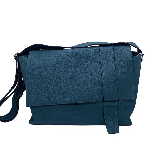 Hermes Alfred Full Leather Peacock Blue Messenger Bag