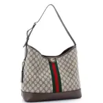 Gucci Ophidia Open Bucket Bag GG Coated Canvas with Leather Medium