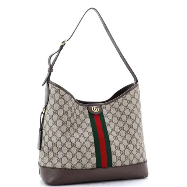Gucci Ophidia Open Bucket Bag GG Coated Canvas with Leather Medium