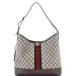 Gucci Ophidia Open Bucket Bag GG Coated Canvas with Leather Medium
