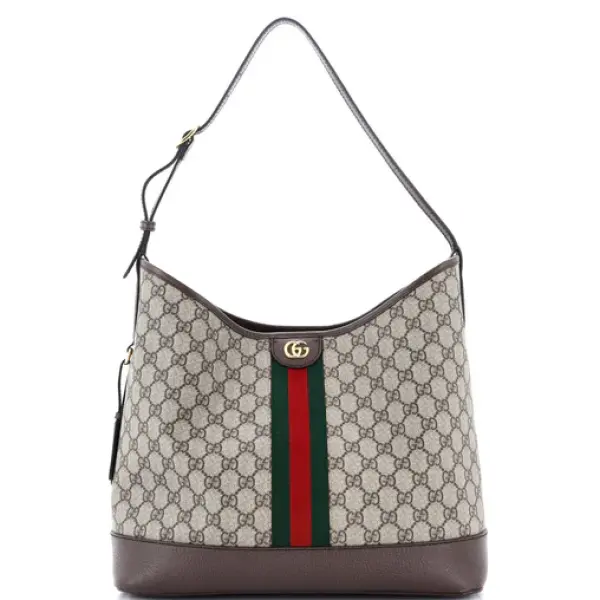 Gucci Ophidia Open Bucket Bag GG Coated Canvas with Leather Medium