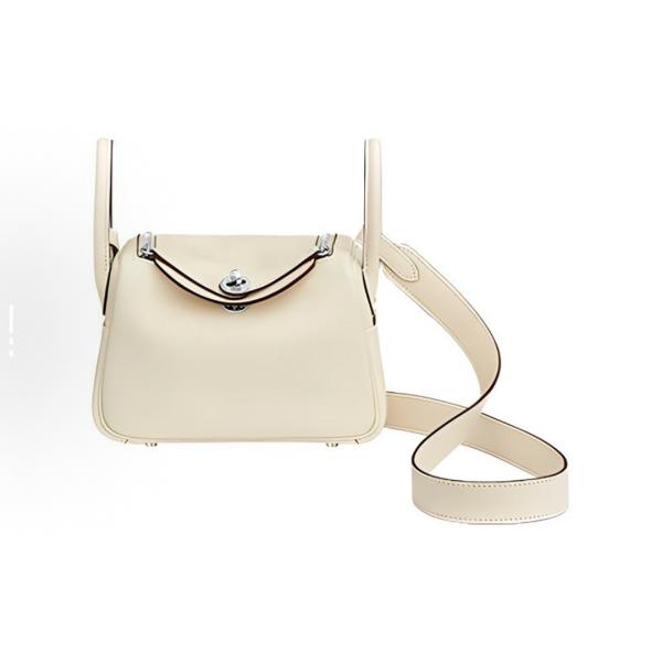 Hermès Mini Lindy Bag - Cream White Swift Interior with Amber Yellow Silver Clasp Shoulder Bag