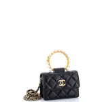 Chanel Pearl Crown Clutch with Chain Quilted Lambskin Crossbody Sling bag