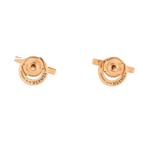 Hermes Finesse Stud Earrings 18K Rose Gold and Diamonds
