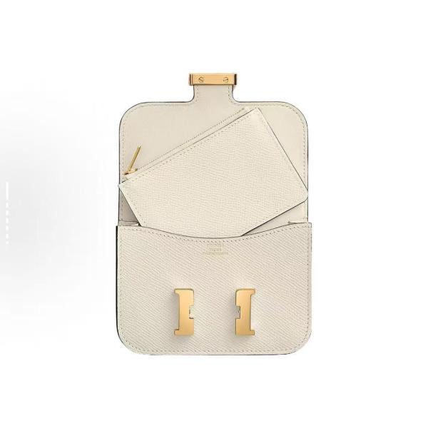 Hermès Constance Slime Cream White Epsom Leather Gold Button Handbag