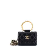 Chanel Pearl Crown Clutch with Chain Quilted Lambskin Crossbody Sling bag