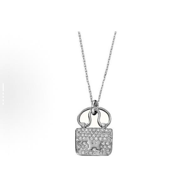 Hermès Constance Amulette Pendant - Small Model - 18K White Gold Necklace - Old Style