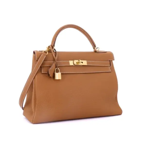 Hermes Kelly Handbag Gold Togo with Gold Hardware 32