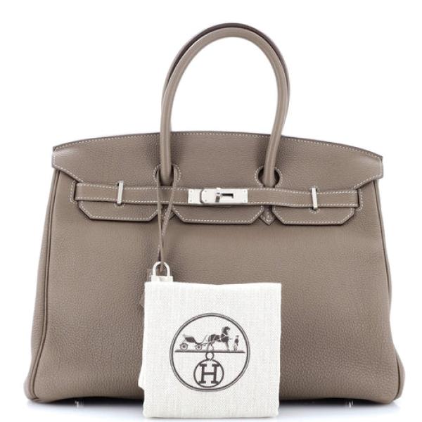 Hermes Birkin Handbag 18 Etoupe Togo with Palladium Hardware 35