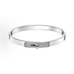 Hermès Kelly bracelet with half diamonds, 18K white gold, for both men and women
