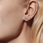 Hermès Finesse series small Q platinum full-diamond earrings with diamond pendants