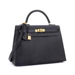 Hermes Kelly Handbag Noir Epsom with Gold Hardware 32