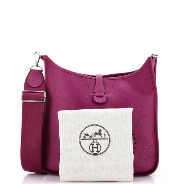 Hermes evelyne bag 29 P9 purple TC leather single shoulder crossbody bag