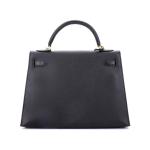 Hermes Kelly Handbag Noir Epsom with Gold Hardware 32
