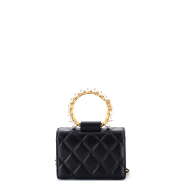 Chanel Pearl Crown Clutch with Chain Quilted Lambskin Crossbody Sling bag