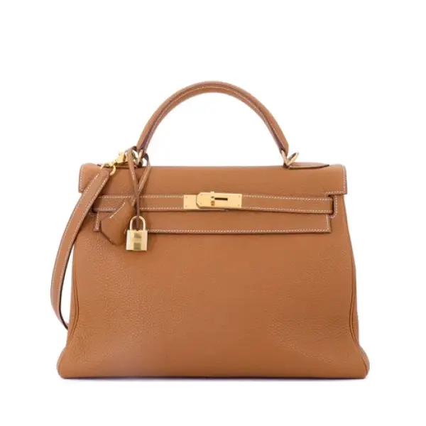 Hermes Kelly Handbag Gold Togo with Gold Hardware 32